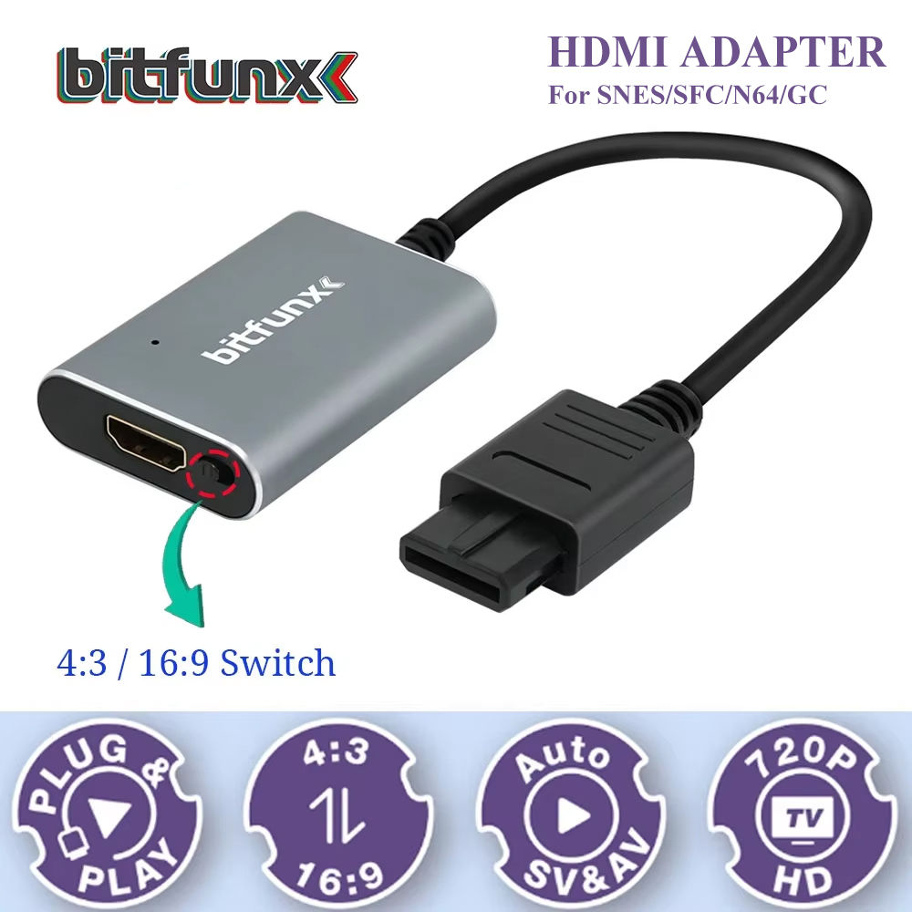 Gaming Console All In One - Bitfunx 720P Svideo/AV naar HDMI Adapter